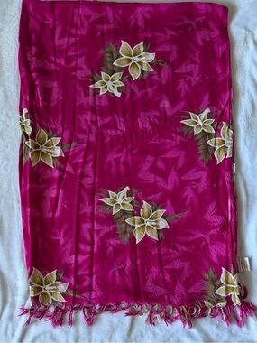 Women’s Hot Pink Floral Swim Sarong Cover-Up